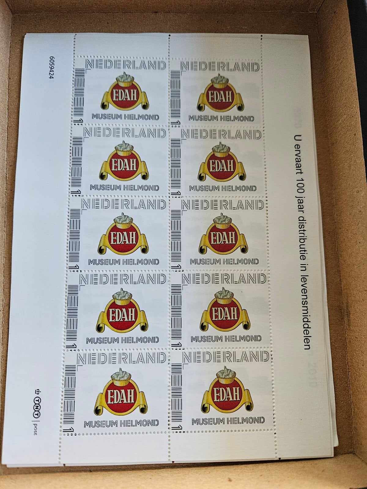 persoonlijk vel 100 jaar levensmiddelen Edah, Verzenden