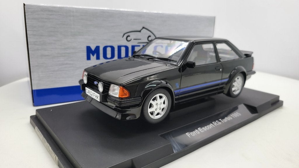 Ford Escort RS Turbo 1985 Zwart 1:18, Overige merken, MCG, Auto, Nieuw