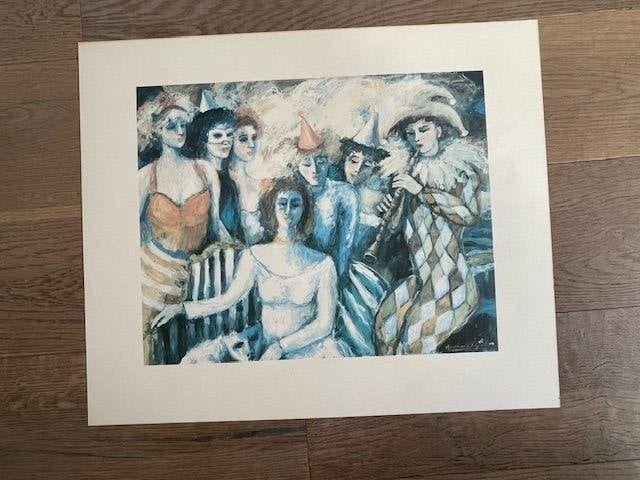 Litho Annemarie de Groot. Thema Theater / commedia dell'arte, Ophalen, Personages en Fantasiefiguren, Lithografie
