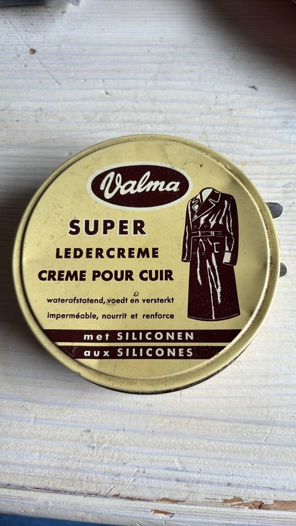 Brocante blik Valma ledercreme, Verzamelen, Ophalen of Verzenden, Gebruikt, Overige