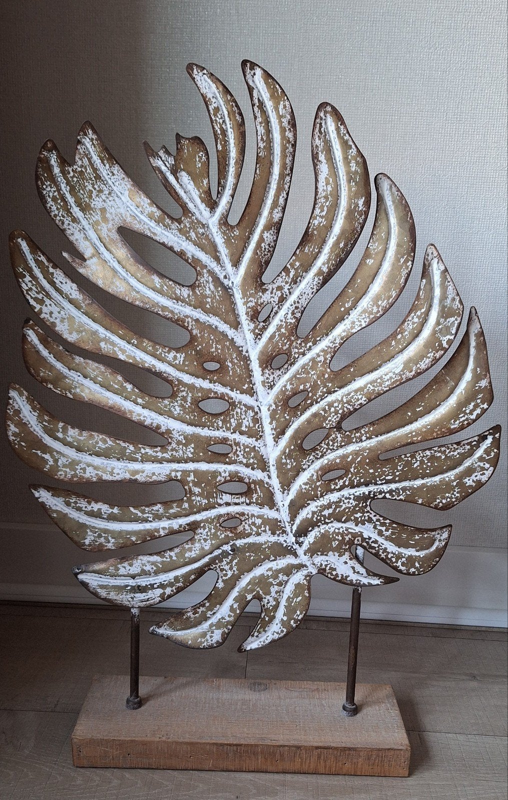 decoratief metalen Monstera-bladsceulptuur, Ophalen