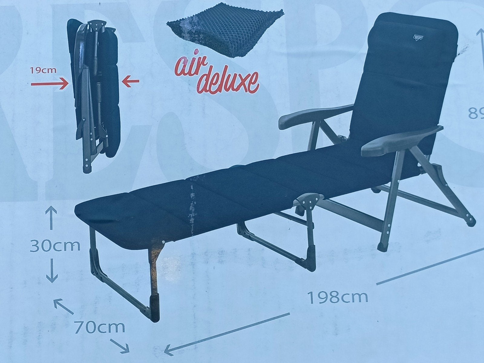 Crespo Air-Deluxe Camping Ligstoel - Blauw, Ophalen