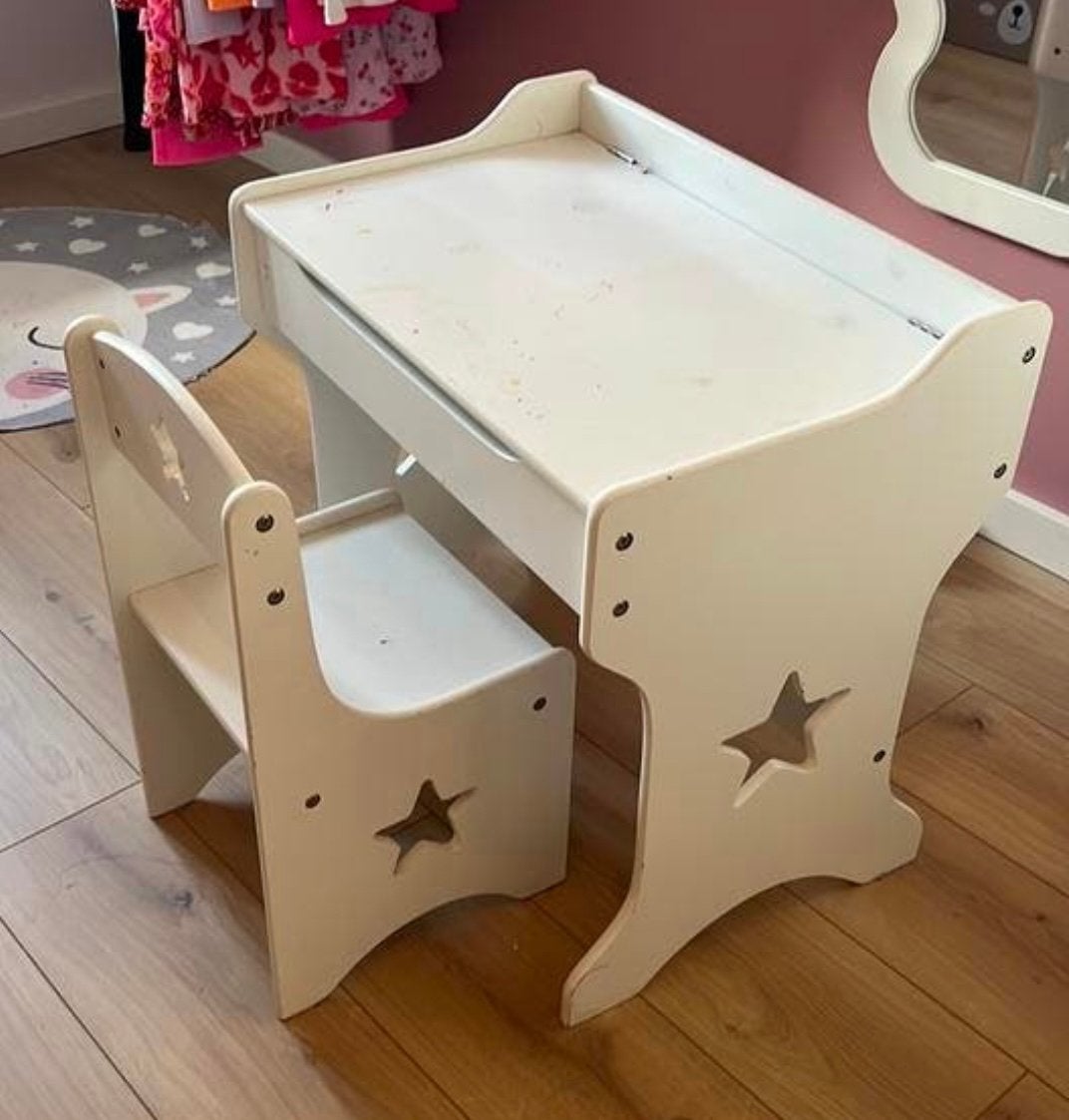 Kinder schoolbankje, Kinderen en Baby's, Kinderkamer | Tafels en Stoelen, Ophalen, Gebruikt, Tafel(s) en Stoel(en)