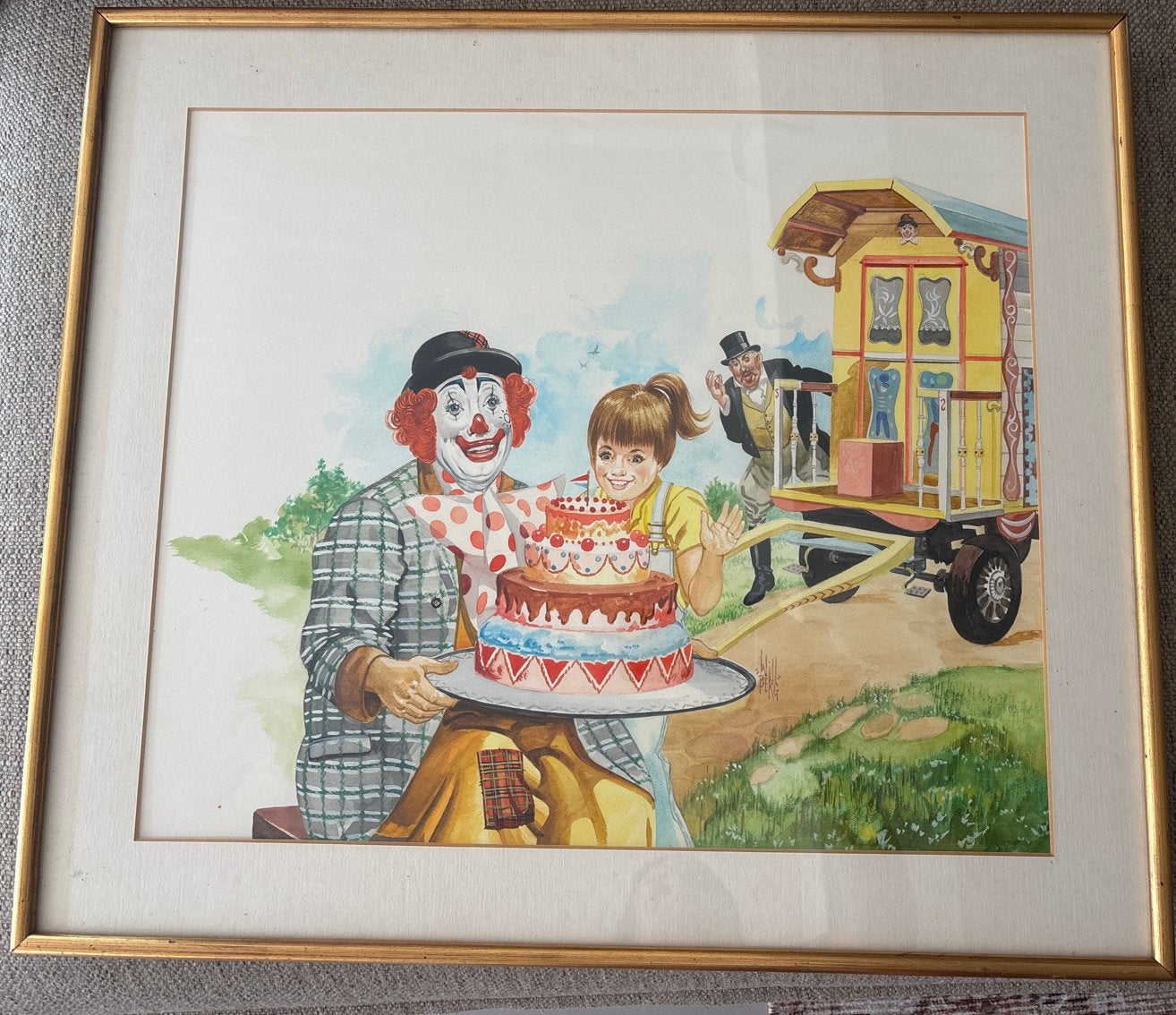 Pipo de Clown schets van Will Berg, Antiek en Kunst, Kunst | Tekeningen en Foto's, Ophalen, Tekening, Overige technieken, Ingelijst