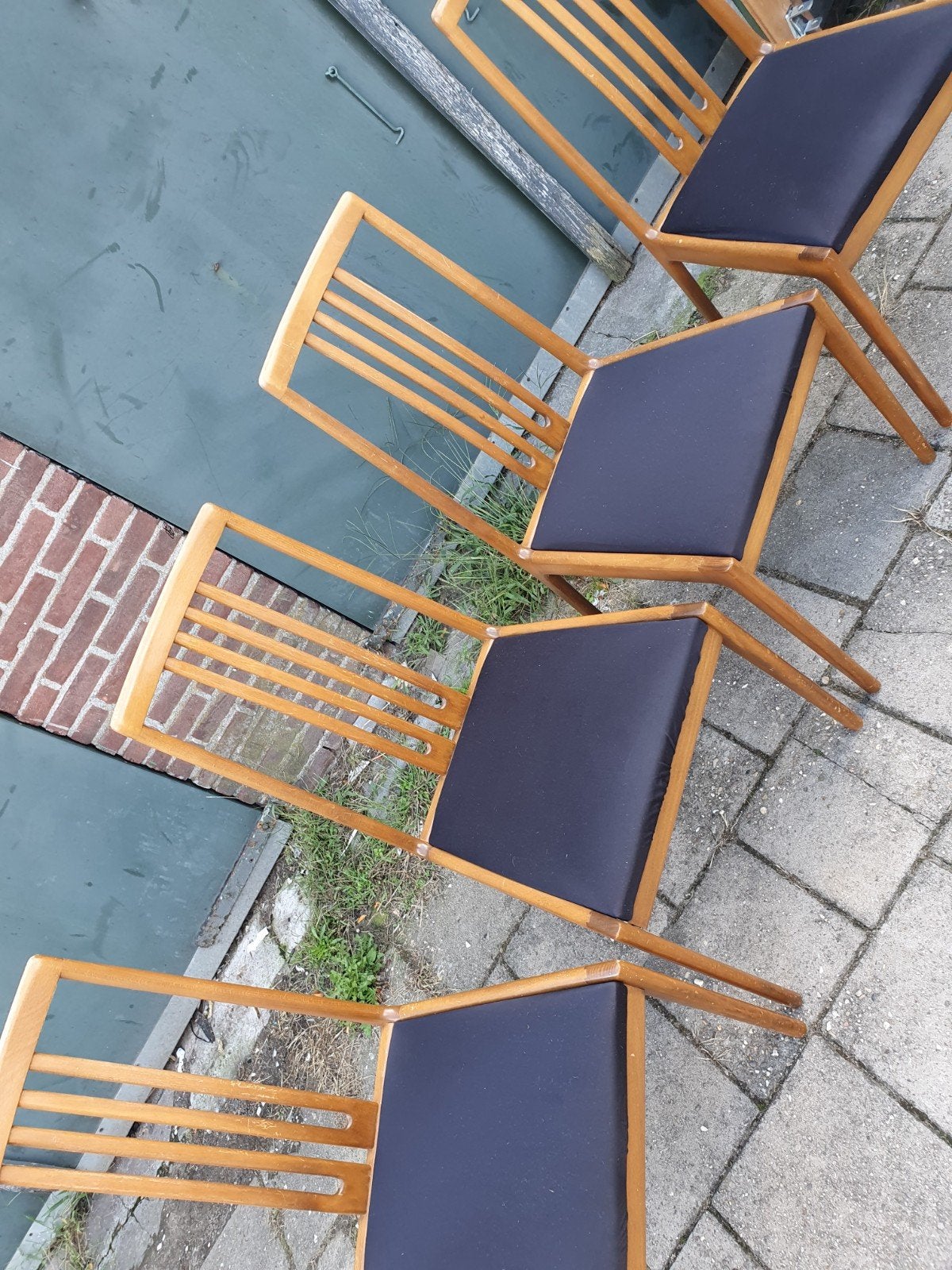 Vintage stoelen 4 stuks, Ophalen, Hout, Gebruikt, Bruin