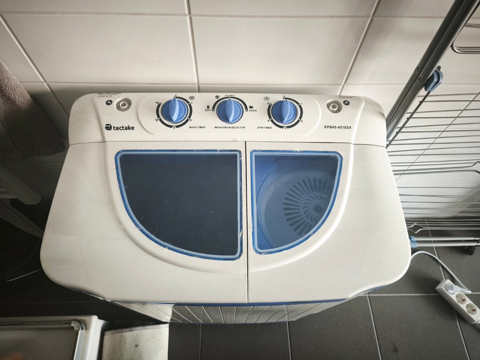 Tectake Twin-Tub Wasmachine 4.5kg - Compact & Efficiënt, Ophalen, Zo goed als nieuw