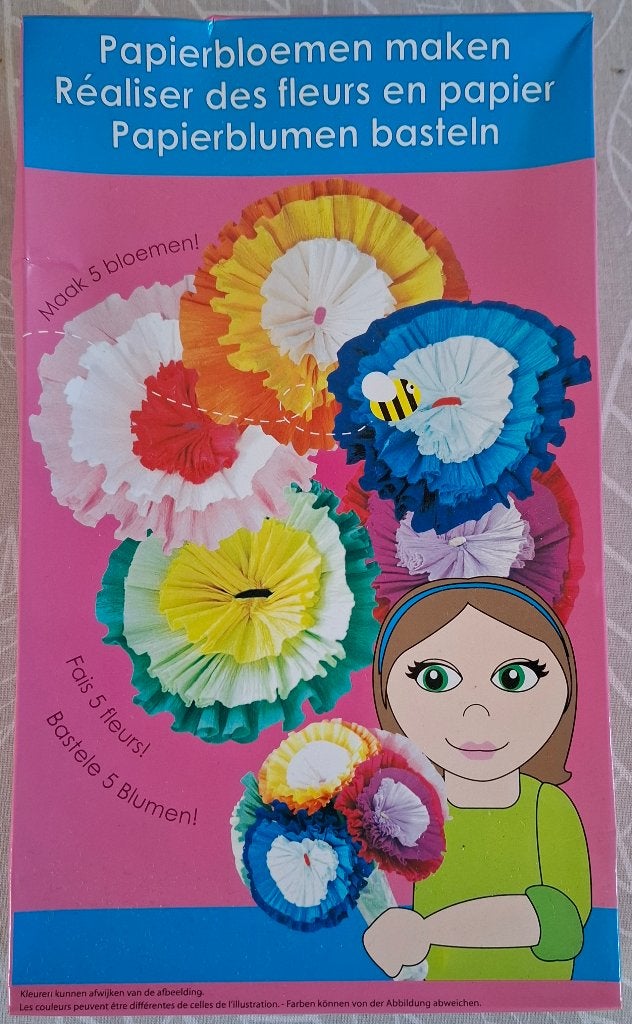 Knutselset: Papierbloemen maken met crêpepapier, Nieuw, Meerkleurig, Papier of Karton, Educatief