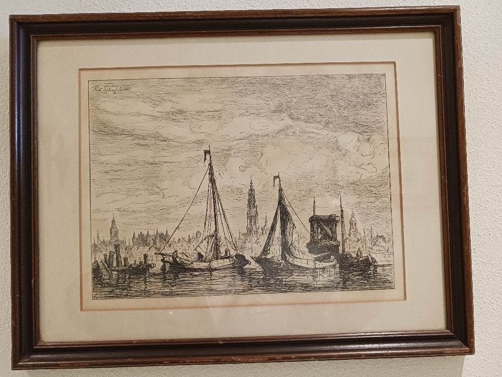 ets: Havengezicht van Antwerpen., Ophalen, 1800 - 1899, Ets, Stadsgezicht