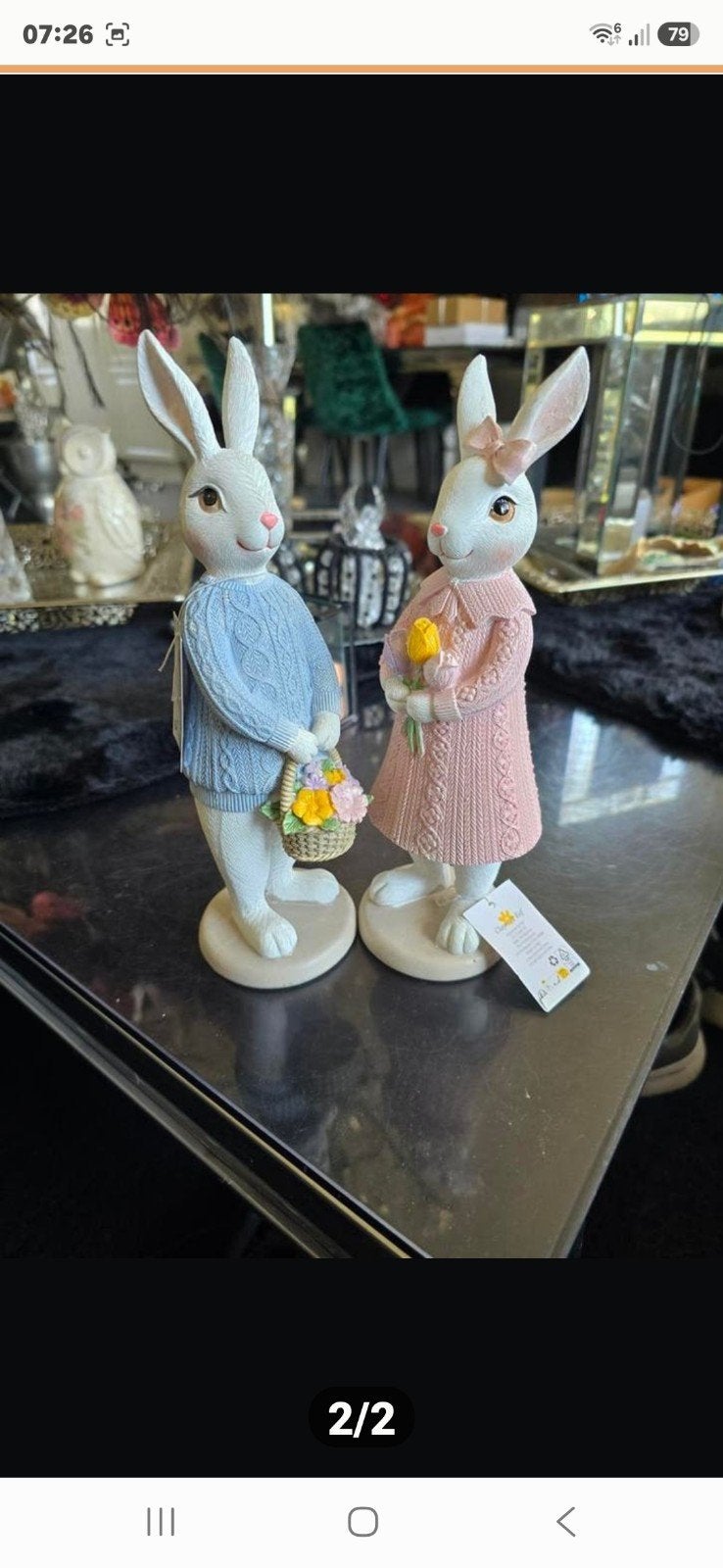 Set van twee schattige konijnenbeeldjes., Ophalen of Verzenden, Nieuw, Dier