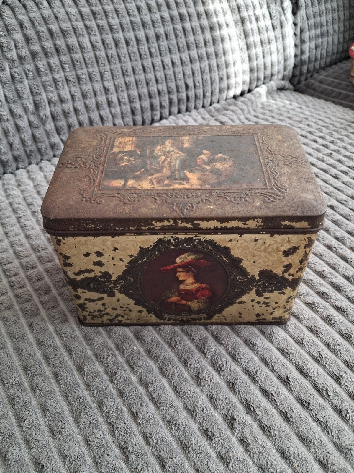 Vintage blikken trommel met Hollandse meesters, Verzamelen, Blikken, Gebruikt, Overige, Overige merken, Ophalen of Verzenden