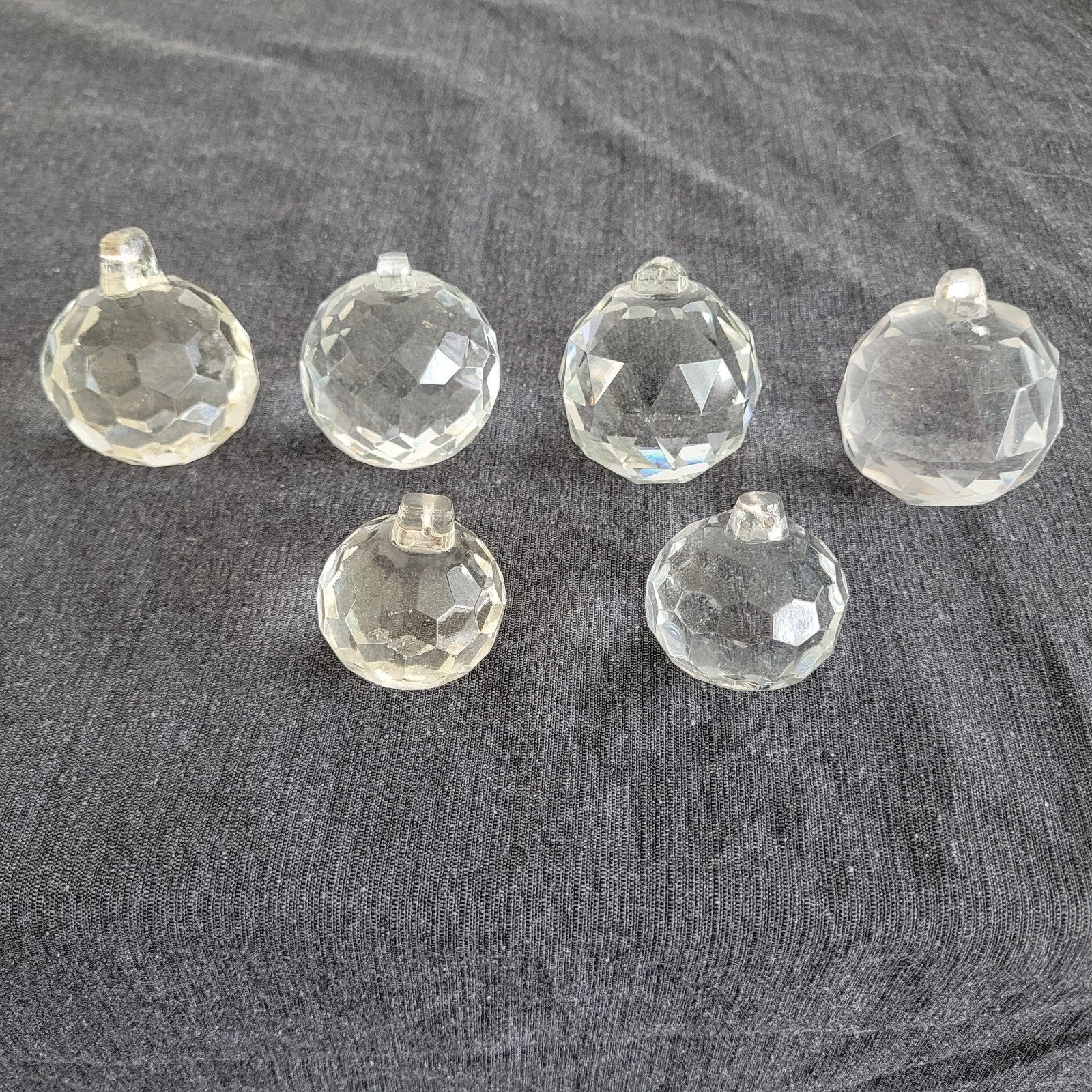 6 grote pegels diamant bollen ballen onderdelen kroonluchter, Ophalen of Verzenden, Gebruikt, Glas