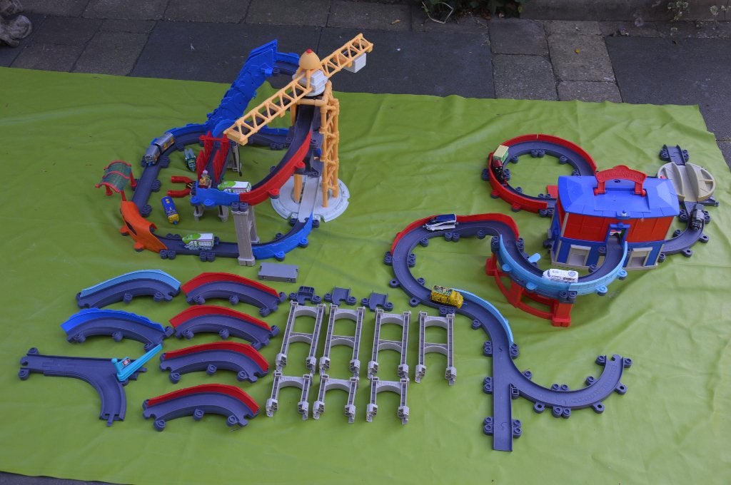 2 grote Chugginton treinbaan set: Grote Kraan Set en hoofdka, Kinderen en Baby's, Ophalen of Verzenden, Gebruikt