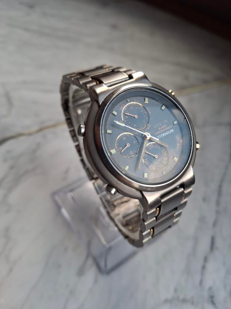 Citizen Titanium Alarm Chronograph – Vintage Sport Horloge, Verzenden