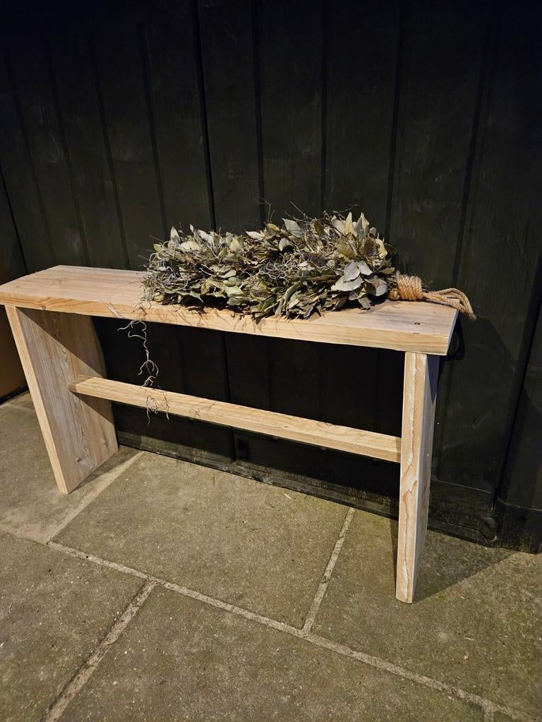 Steigerhouten bankje  - bank - kruk - tafel - bijzettafel, Huis en Inrichting, Tafels | Sidetables, Ophalen, 50 tot 100 cm, Nieuw