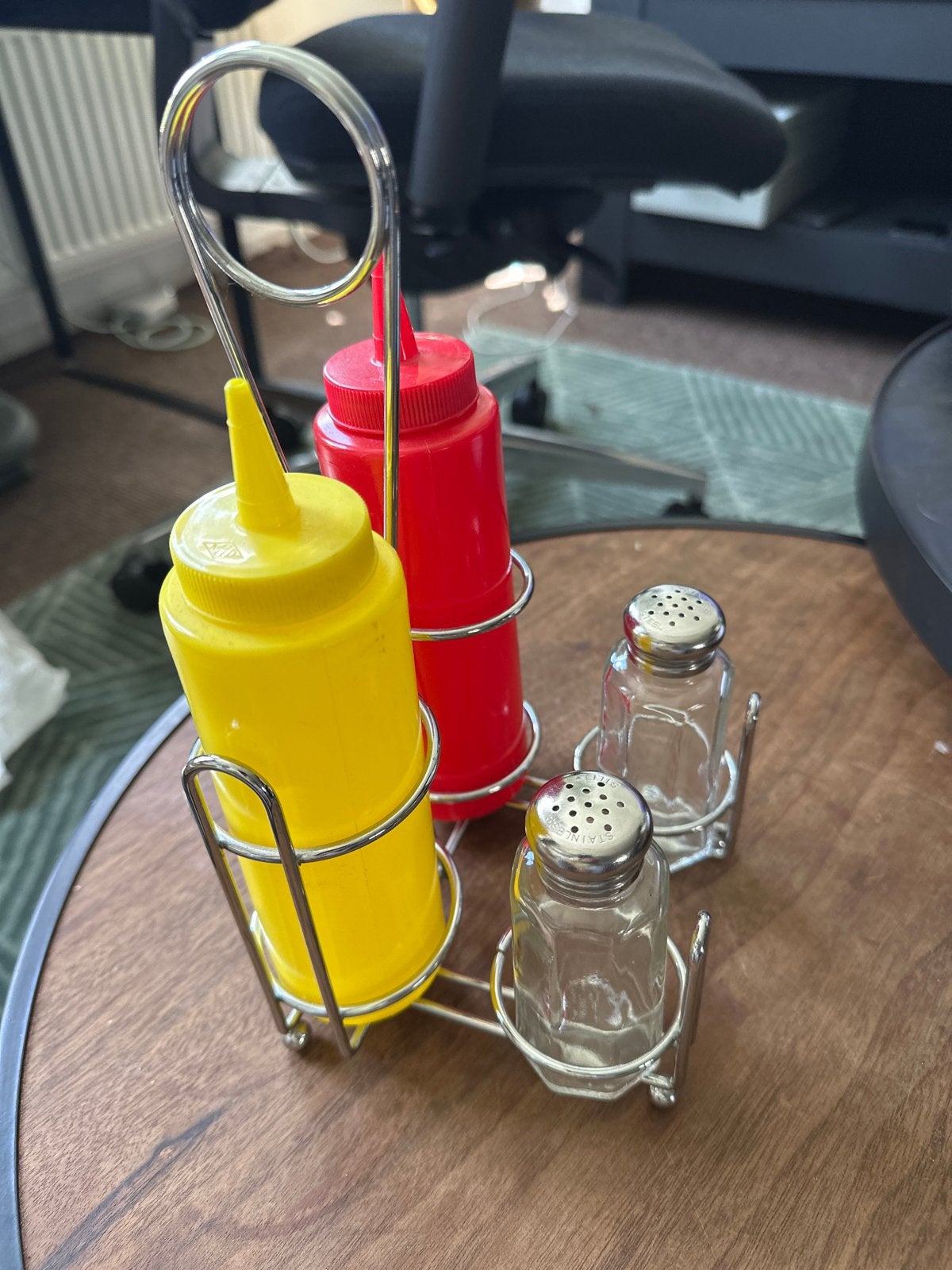 Saus en kruidenrekje met flessen en strooiers, Ophalen of Verzenden, Metaal, Meerkleurig, Overige merken