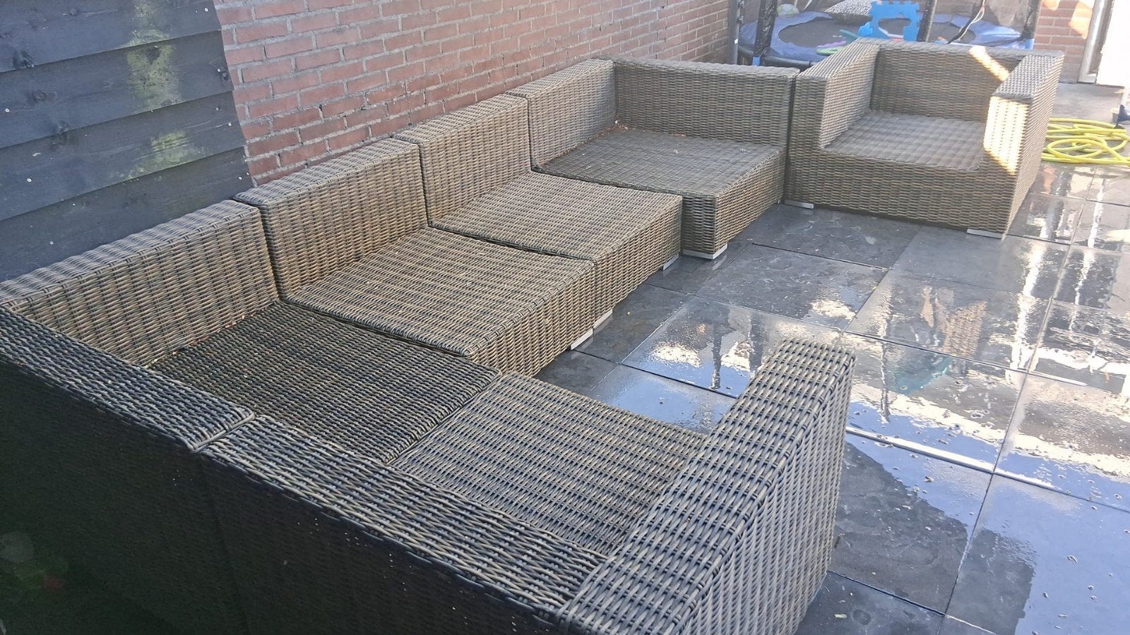 Grote Wicker Loungeset - Modulair en Comfortabel, Tuin en Terras, Ophalen, Gebruikt, Meer dan 8 zitplaatsen, Loungeset