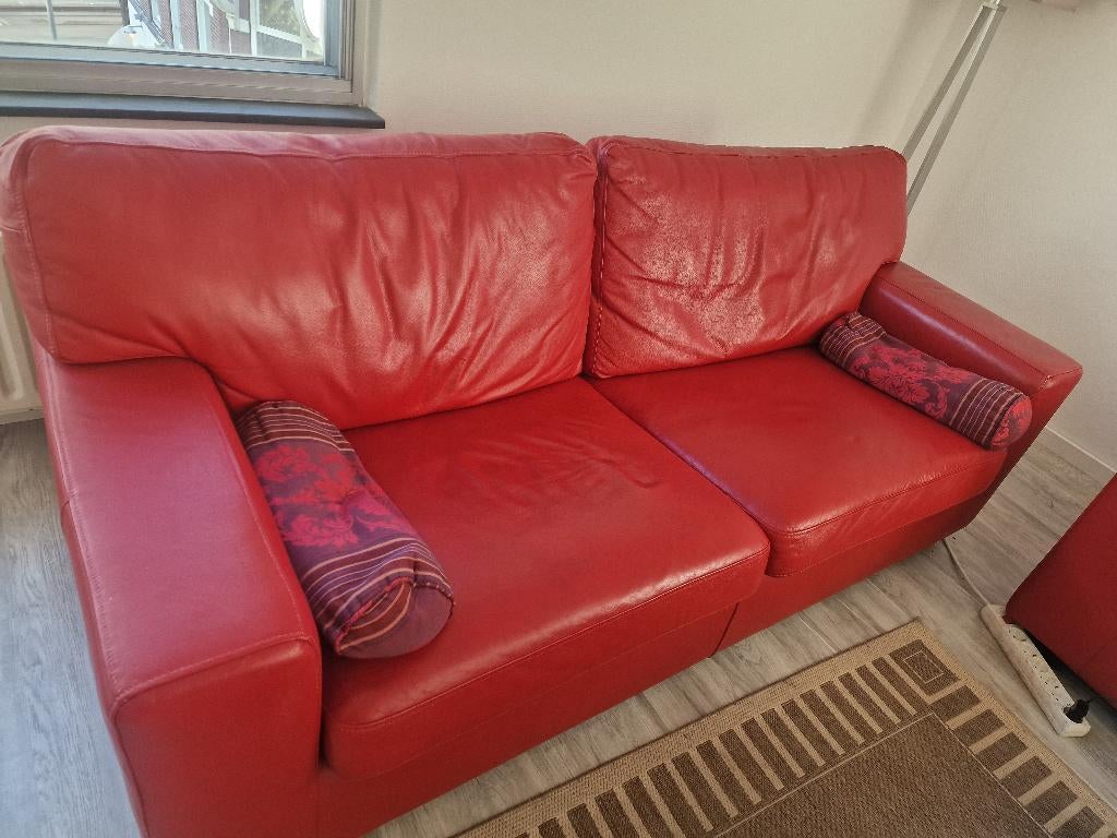 Leren bank, Ophalen, Gebruikt, 75 tot 100 cm, Leer