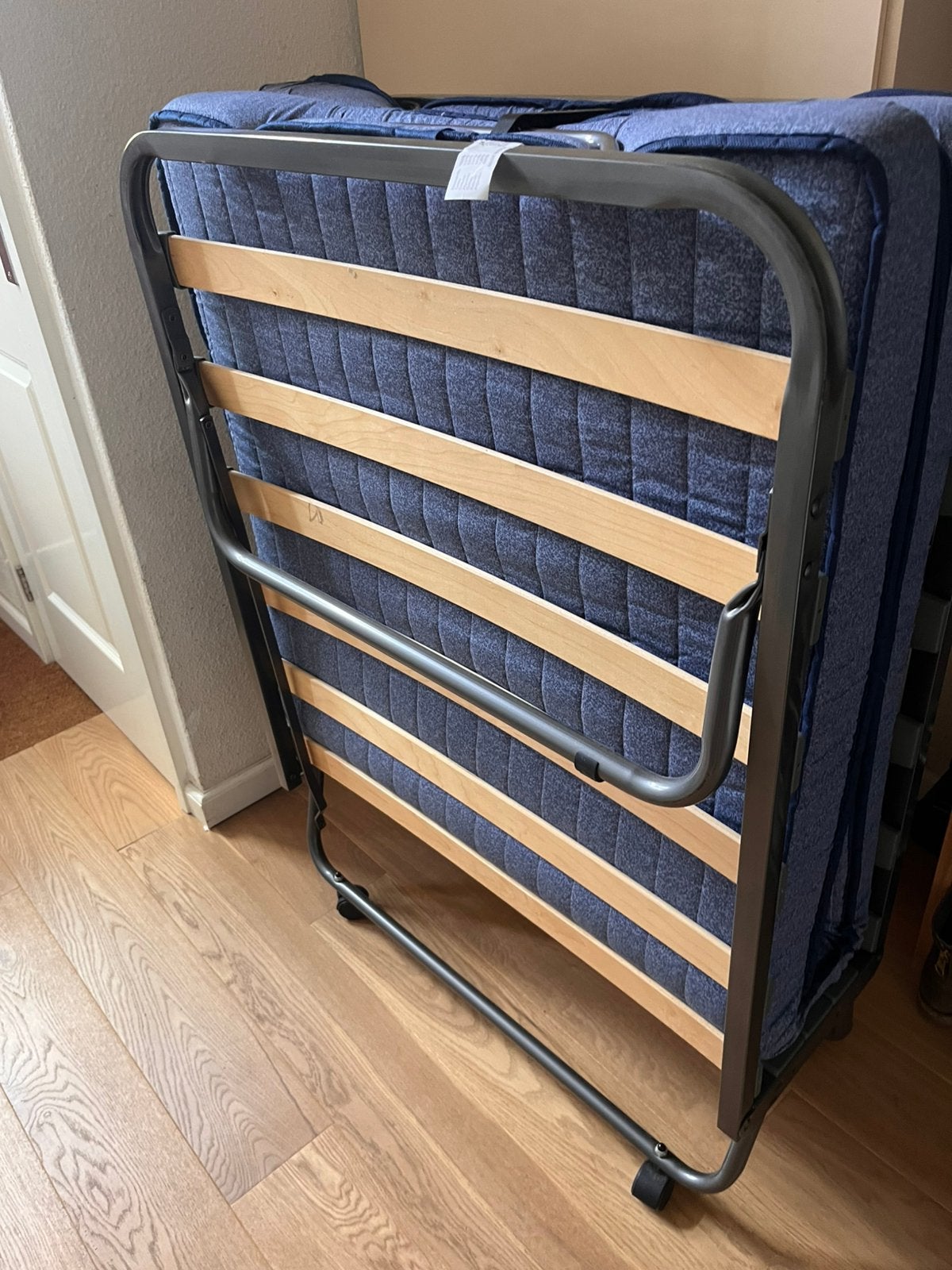 Vouwbed zgan, 90 cm, Eenpersoons, Blauw, 190 cm of minder