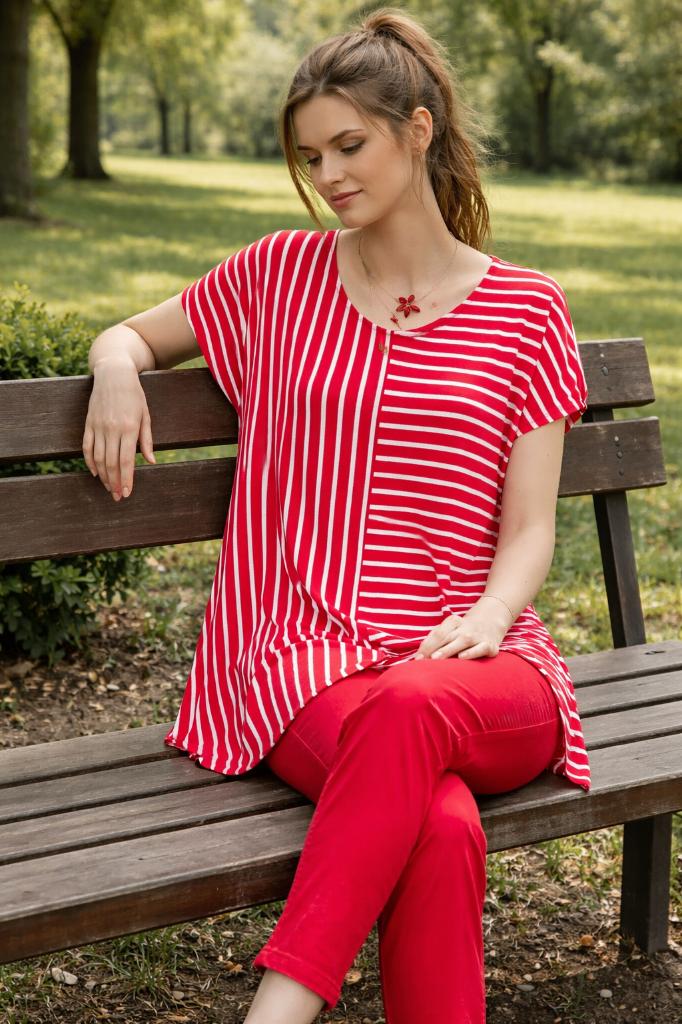 Prachtig rood-wit gestreept shirt van Pont Neuf maat M-L 42, Kleding | Dames, Pont neuf, Maat 42/44 (L), Ophalen of Verzenden