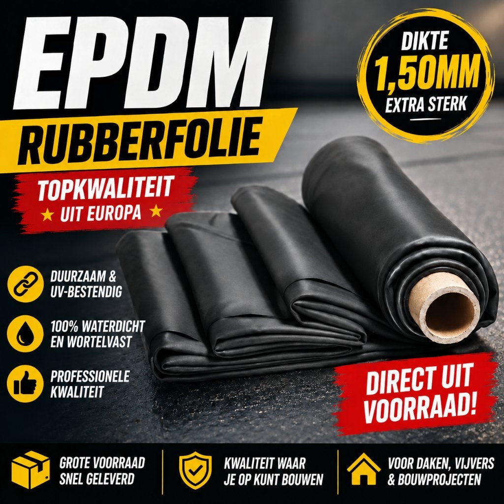 EPDM Rubberfolie uit 1 stuk | dikte 1,50mm | € 11 m² excl., Ophalen, Overige materialen, Zwart, Nieuw
