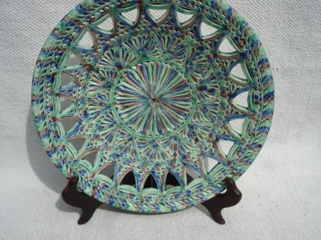 Antiek kerfsnee potje en wandbord Friesland ca 1920 - 1990, Antiek en Kunst, Antiek | Keramiek en Aardewerk, Ophalen of Verzenden