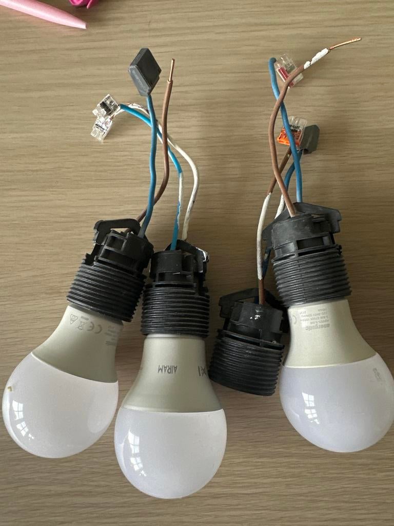 3x LED verhuislampen met fitting en bedrading, Ophalen of Verzenden, Gebruikt