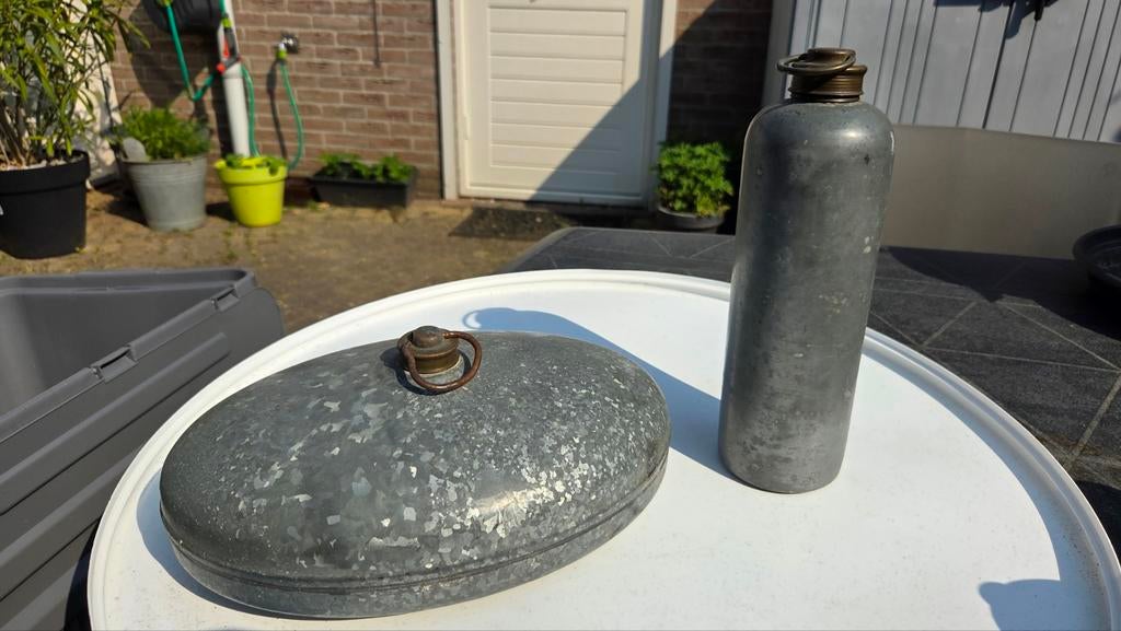 Vintage ovale en rechte kruik  - decoratief, Ophalen of Verzenden