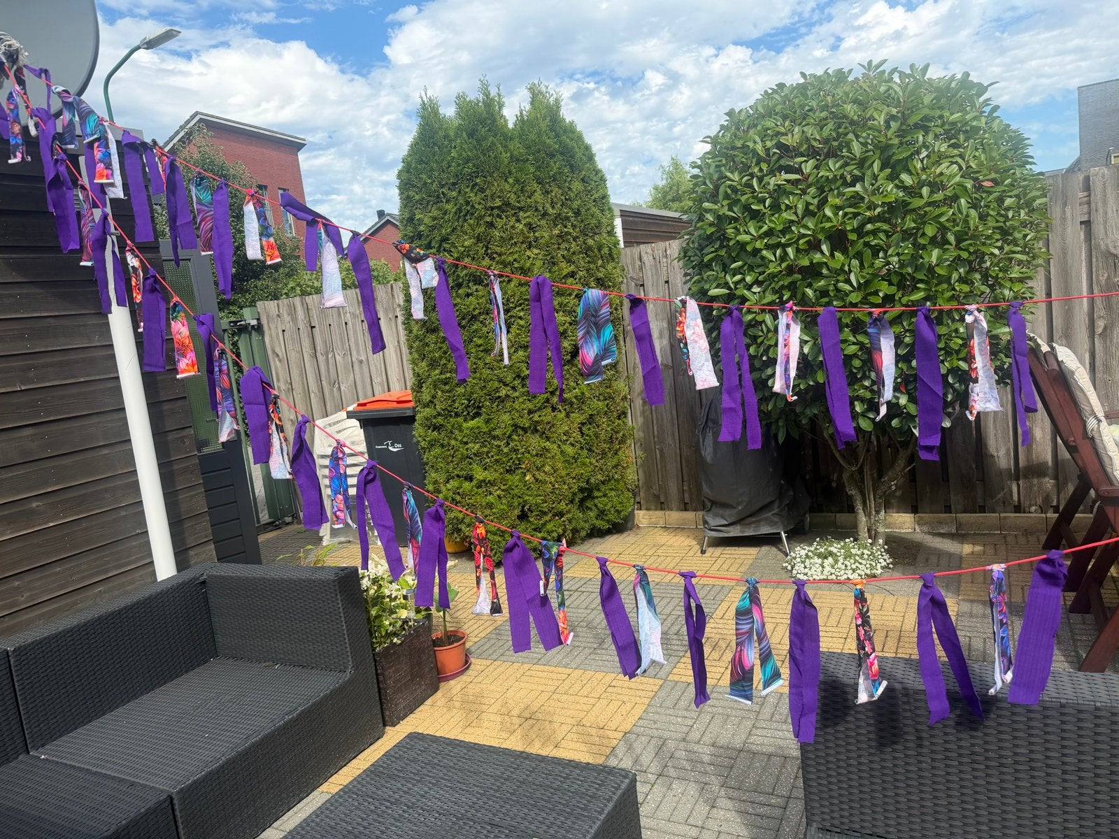 Set van 2 stoffen slingers (7 meter) - Nieuw!, Ophalen of Verzenden, Nieuw, Versiering, Verjaardag