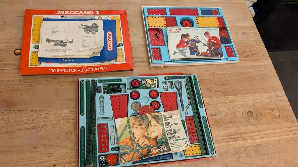 Temsi Mecano 3 Dozen - Vintage Metaal Constructie Speelgoed, Ophalen of Verzenden, Groter dan 1:32, Overige merken