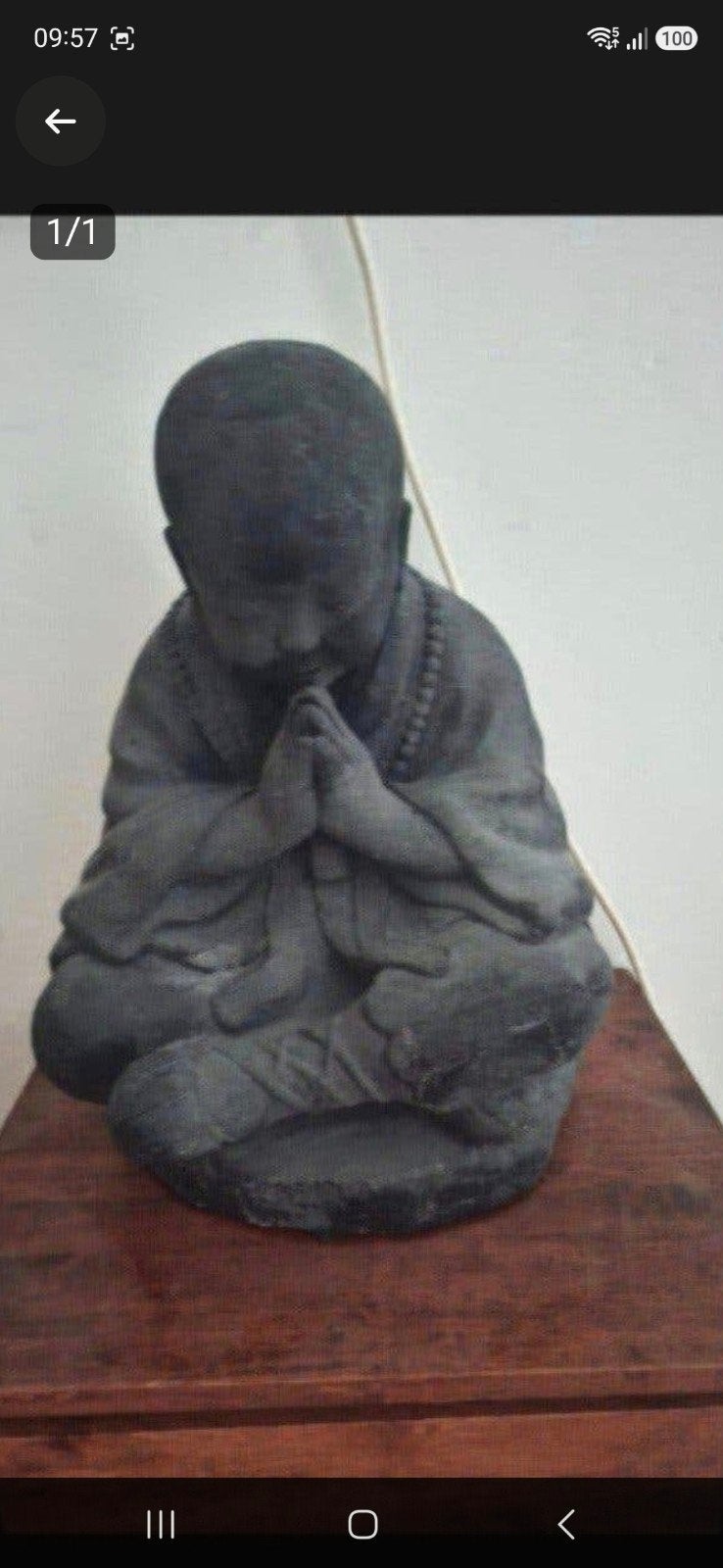 Biddende Boeddha Monnik uit India - Piekfijn Conditie, Ophalen, Massief, Steen/keramiek, Grijs