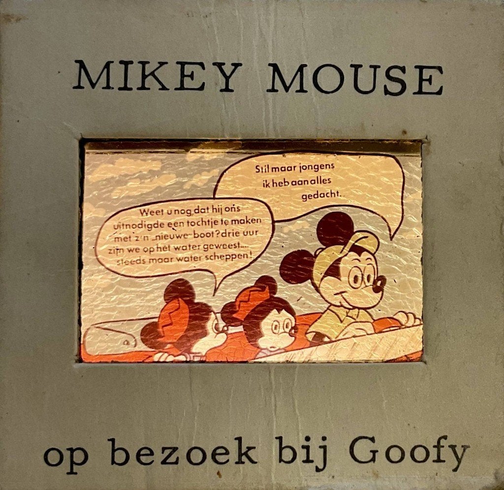 Toverlantaarn plaatjes met een avontuur van Mickey Mouse, Verzamelen, Verzenden, Mickey Mouse, Gebruikt, Plaatje of Poster