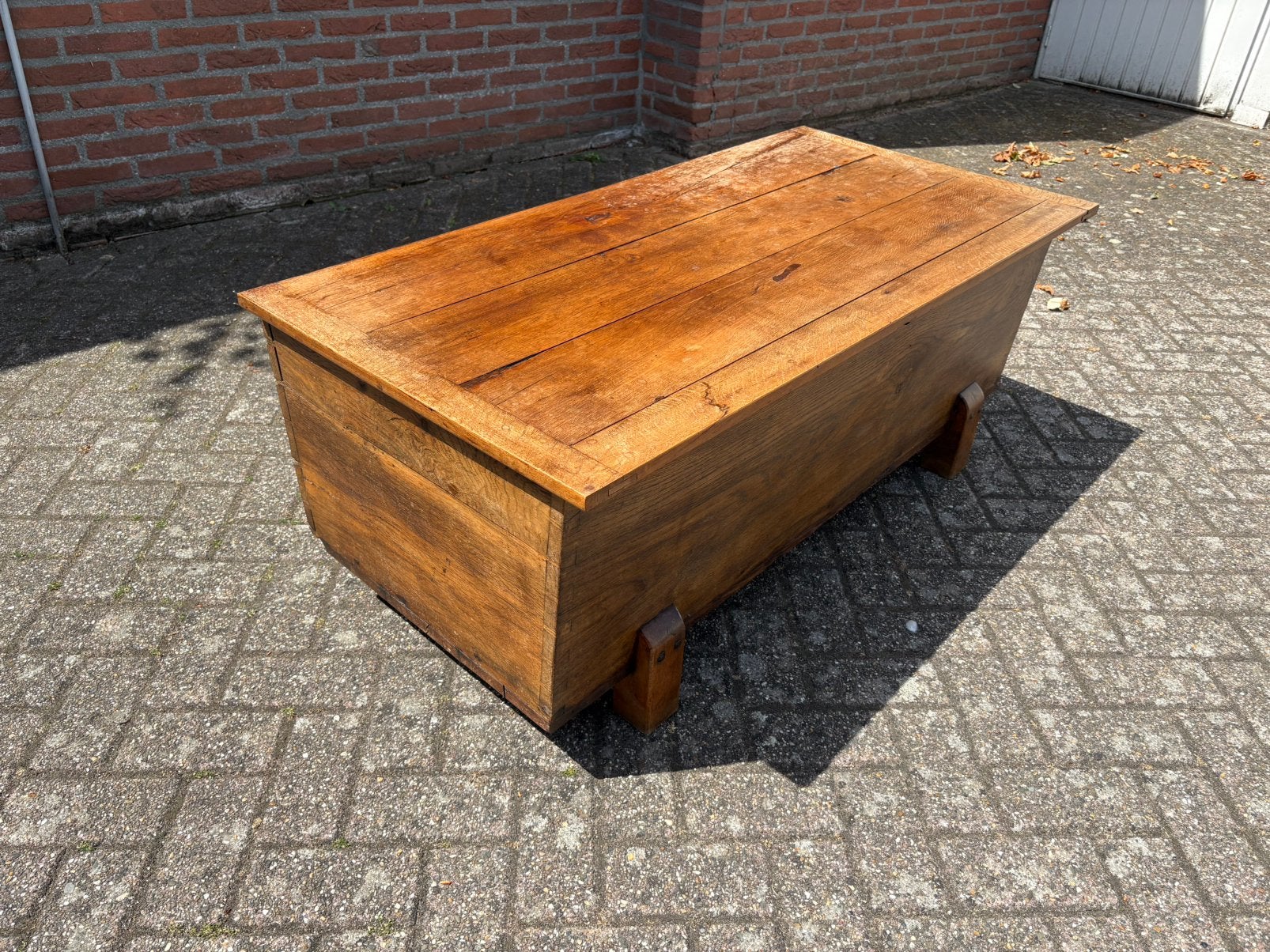 Trog / kist met klep. Eikenhout. Dekenkist., Ophalen, Minder dan 50 cm, 50 tot 100 cm, Eikenhout