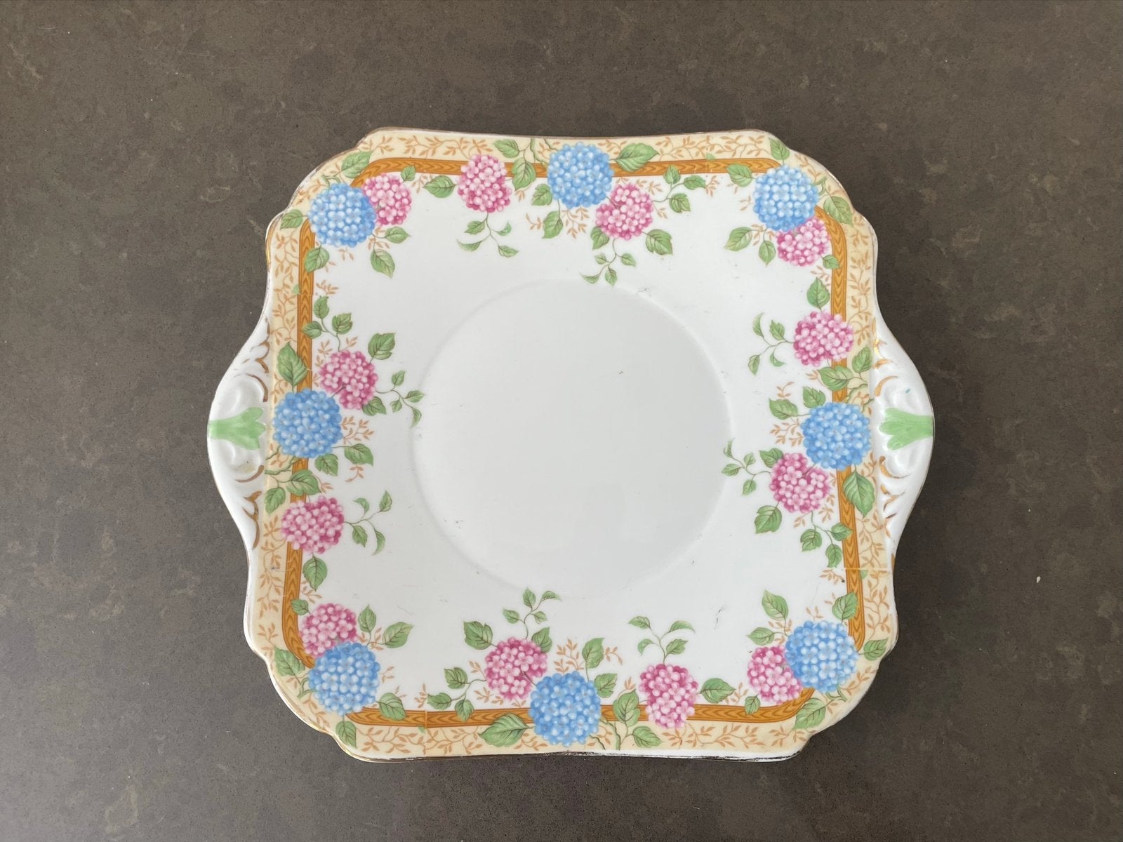 Vintage Grosvenor Bone China schaal met hortensia's, Ophalen of Verzenden