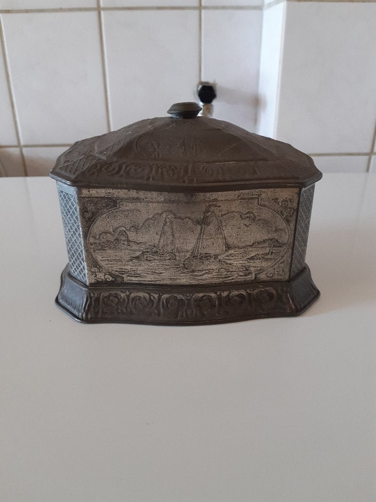 Antiek Douwe Egberts Tabaksblik / Bewaarblik (ca. 1930), Verzamelen, Blikken, Ophalen of Verzenden, Gebruikt, Koffie, Douwe Egberts