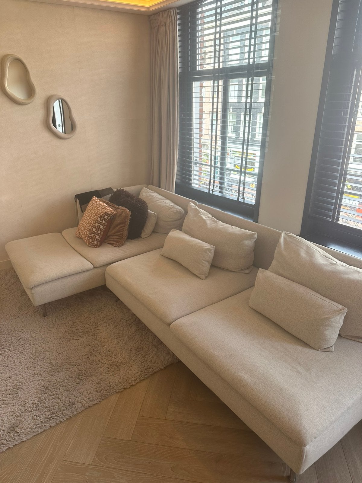 IKEA SÖDERHAMN 4-zits bank beige + chaise longue, Ophalen, Gebruikt