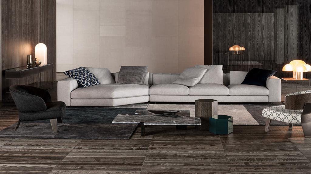 Minotti Freeman hoekbank configuratie 175x395cm, 125 cm of meer, Info@micheldethouars.nl, Minotti, 9723 CA