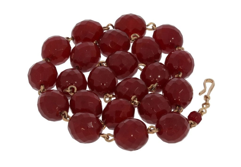 Carneool vintage ketting slot goud en draad uniek dames, Ophalen of Verzenden, Goud, Ketting, Met edelsteen