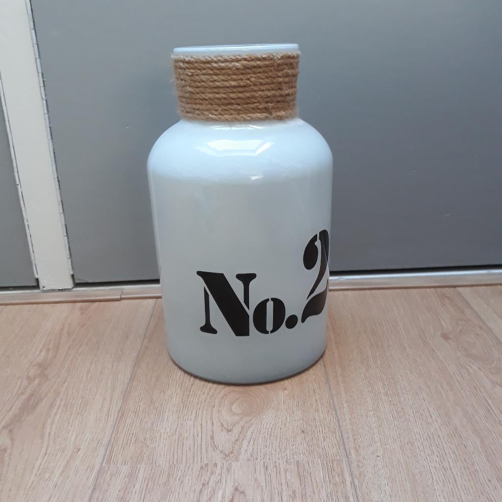 Witte glazen vaas, Ophalen, Wit, Minder dan 50 cm, Glas
