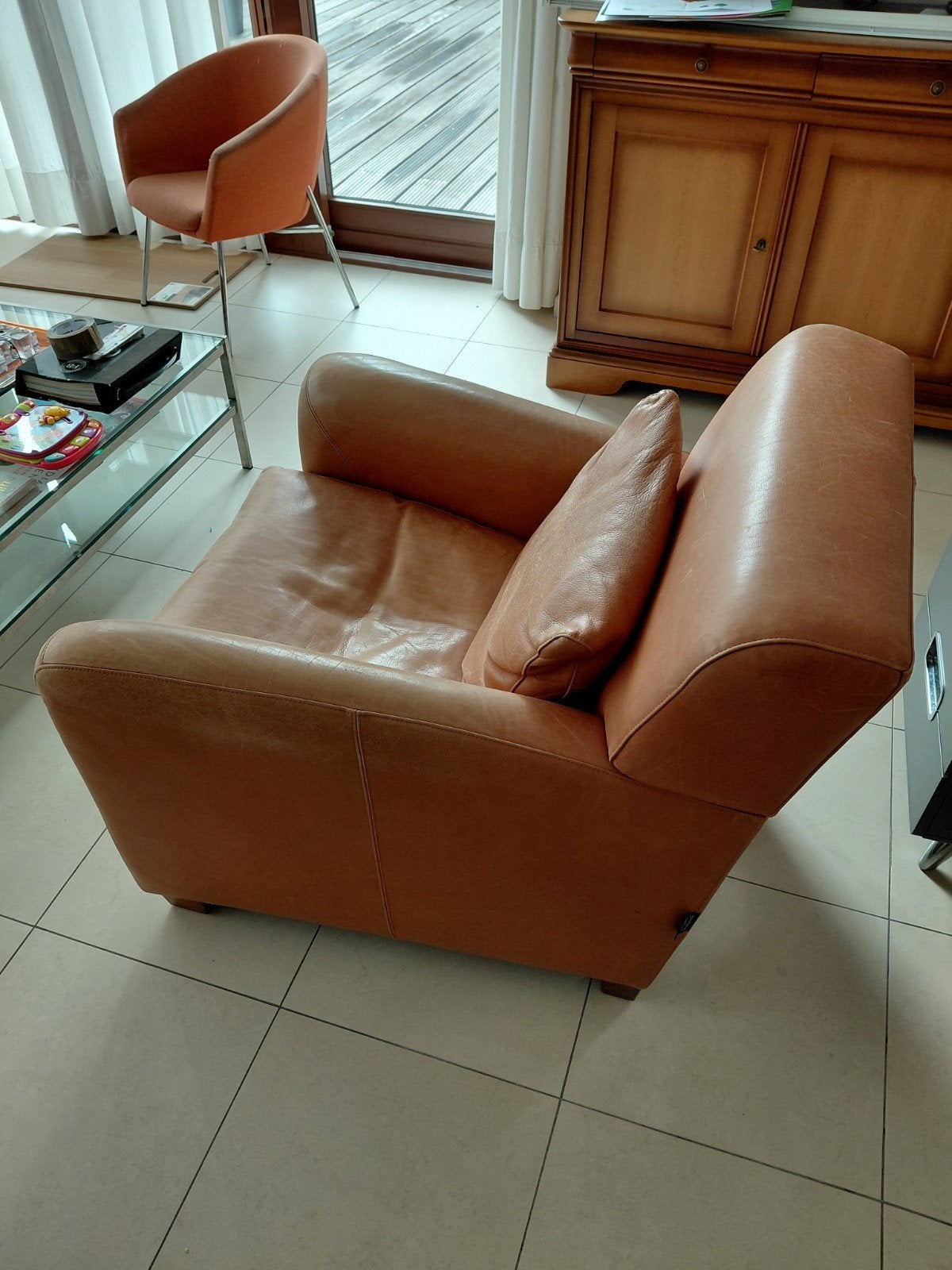 Leren fauteuil van Linteloo, Ophalen, Gebruikt, 75 tot 100 cm
