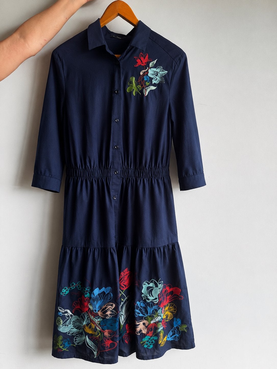 IVKO Lange Jurk Maat 44 - Nieuw met Bloemenborduursel, Blauw, Maat 42/44 (L), Nieuw, Ophalen of Verzenden