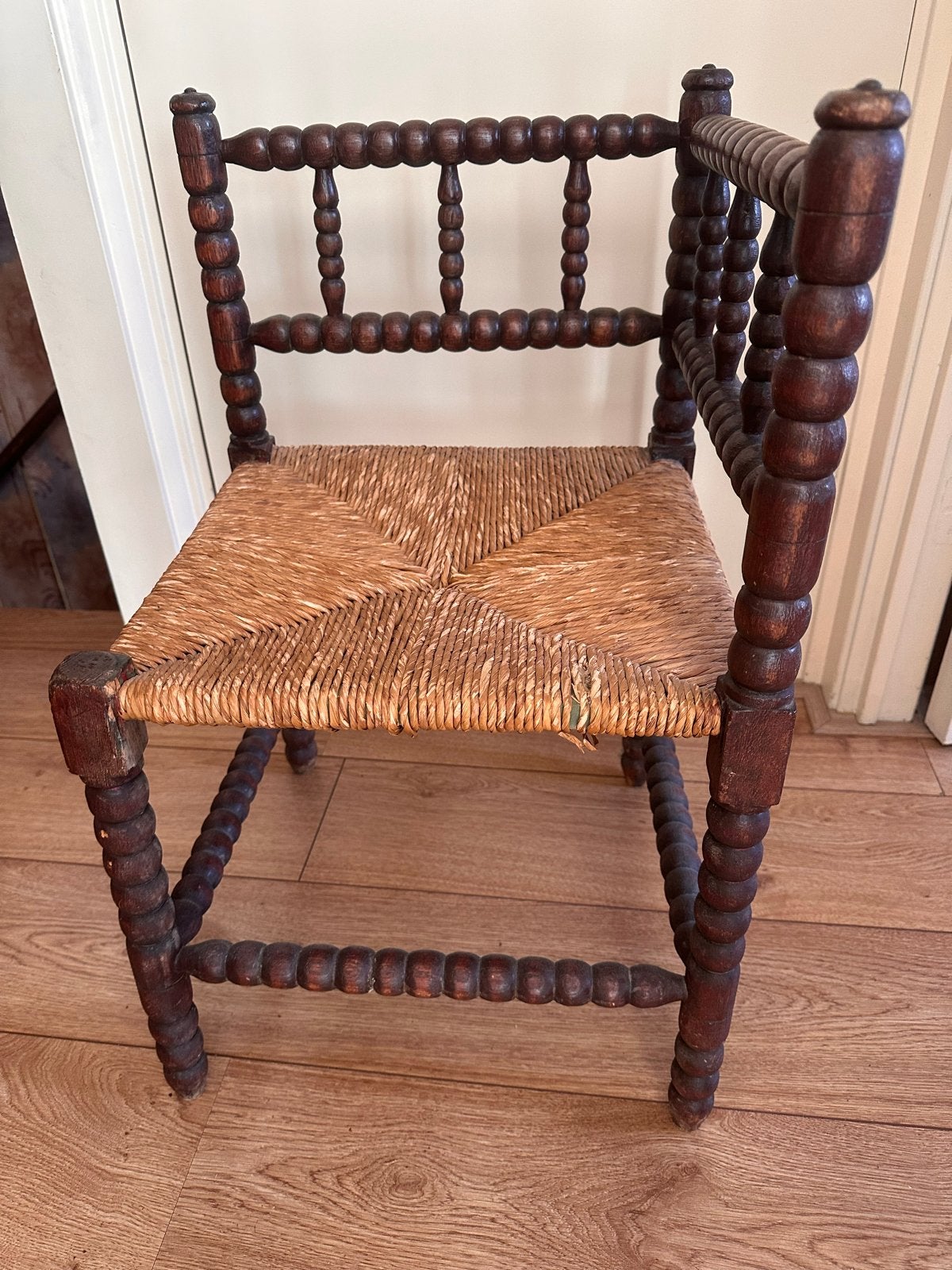Antieke houten stoel met biezen zitting Amstelveen ophalen, Antiek en Kunst, Ophalen