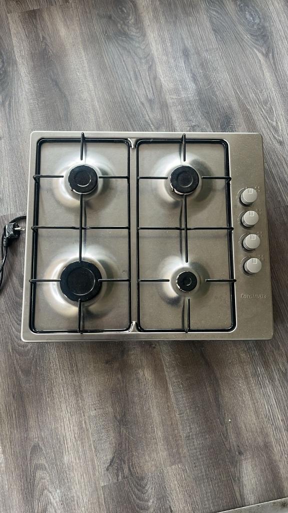 Gaskookplaat rvs inbouw, Witgoed en Apparatuur, Kookplaten, Ophalen, Gebruikt, 4 kookzones, Inbouw