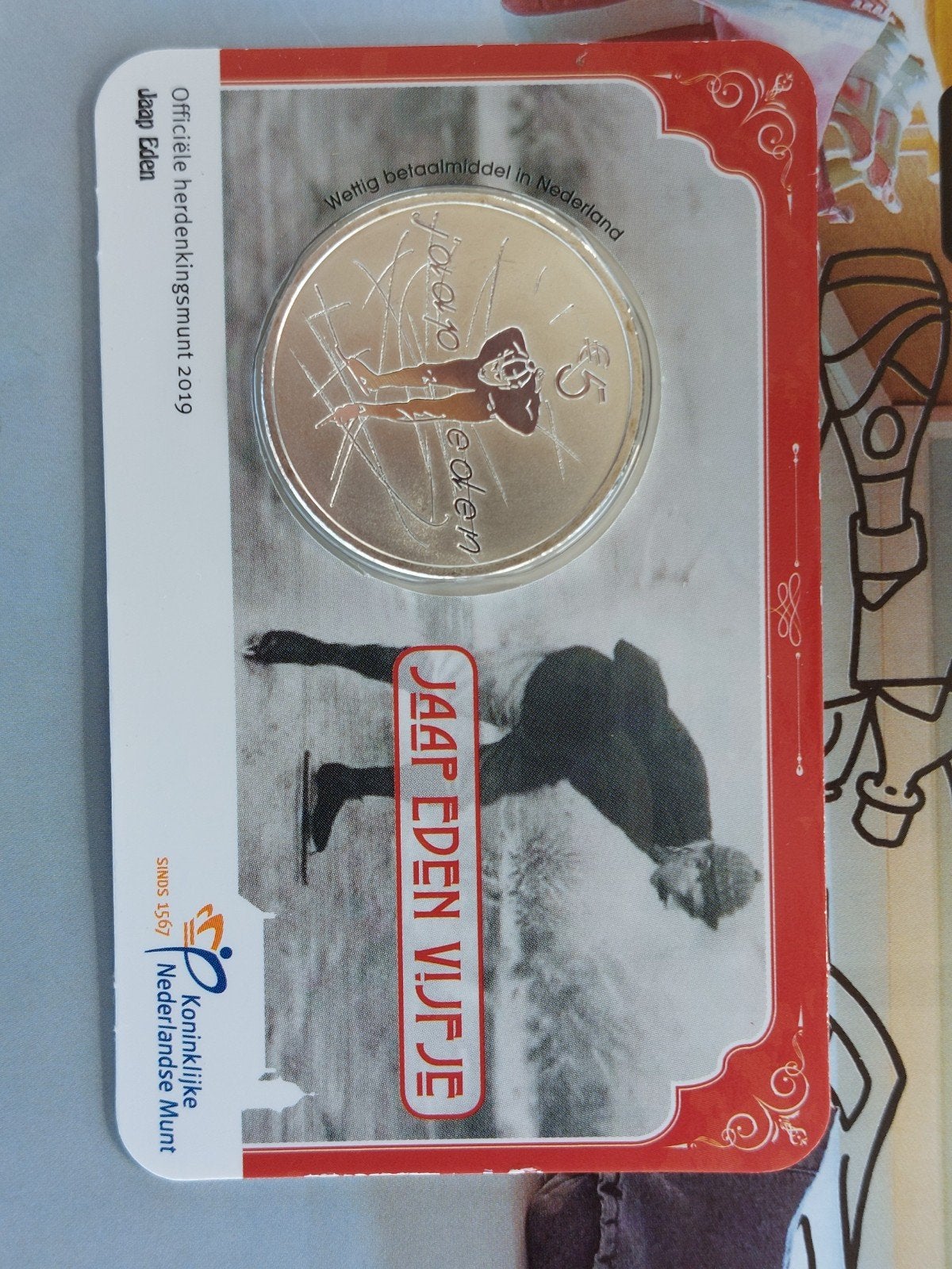 Coincard Jaap Eden Vijfje - Officiële herdenkingsmunt 2019, Ophalen of Verzenden, Koningin Beatrix, Euro's, Losse munt