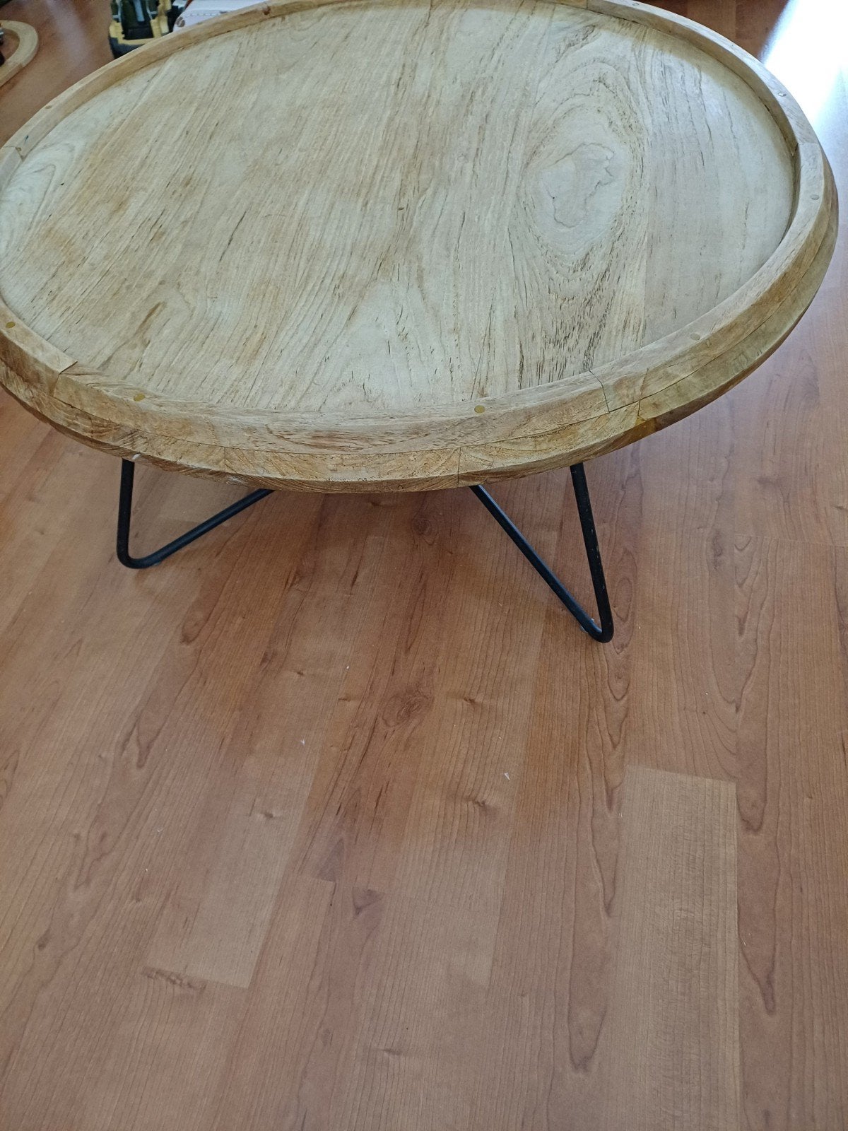 Ronde teak houten salontafel, Huis en Inrichting, Tafels | Salontafels, Ophalen, Rond, 50 tot 100 cm, 50 tot 100 cm