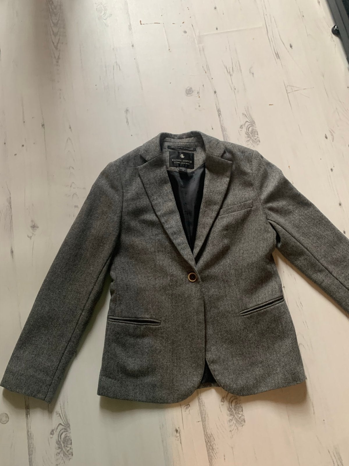 Maison Scotch Colbert - Grijs met elleboogstukken, Maat 38/40 (M), Ophalen of Verzenden, Jasje, Grijs