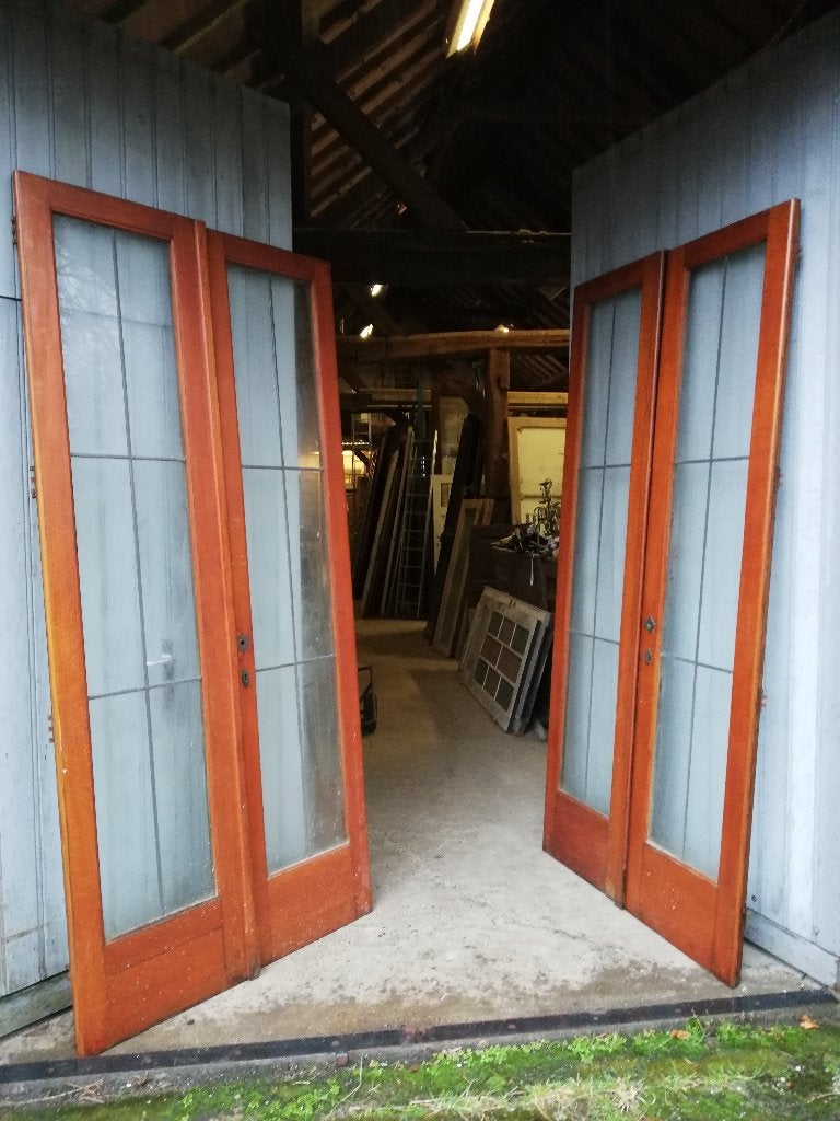 247,5hx115br Twee sets prachtige sobere eiken deuren, glas, Ophalen