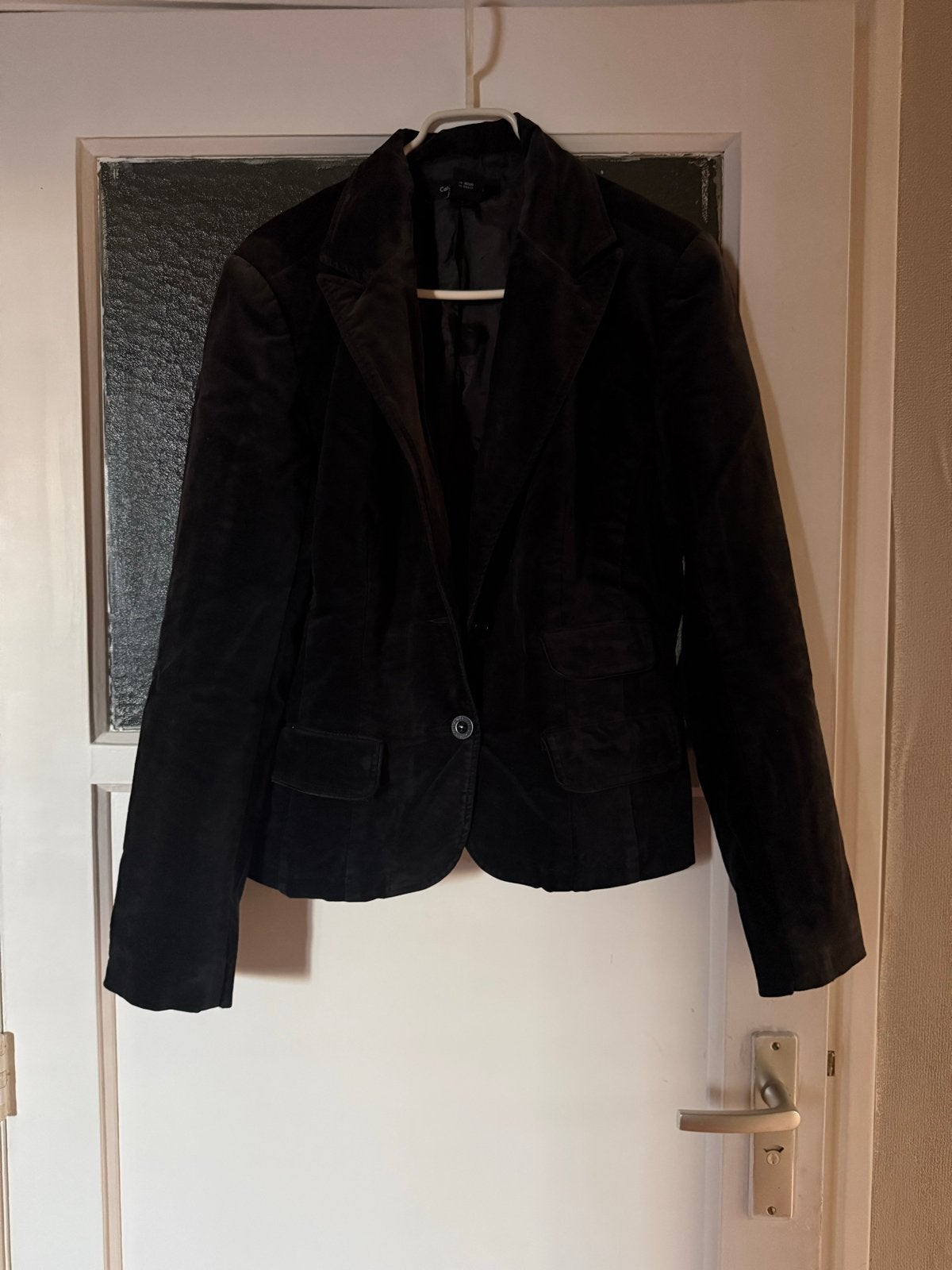 Calvin Klein Jeans Velours Blazer Zwart Maat M, Kleding | Dames, Maat 38/40 (M), Verzenden, Zwart, Zo goed als nieuw