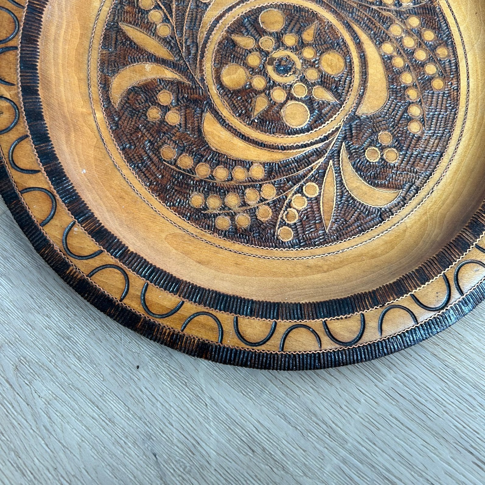 Cepelia houten schaal 29 cm | Poolse folk art vintage, Ophalen of Verzenden