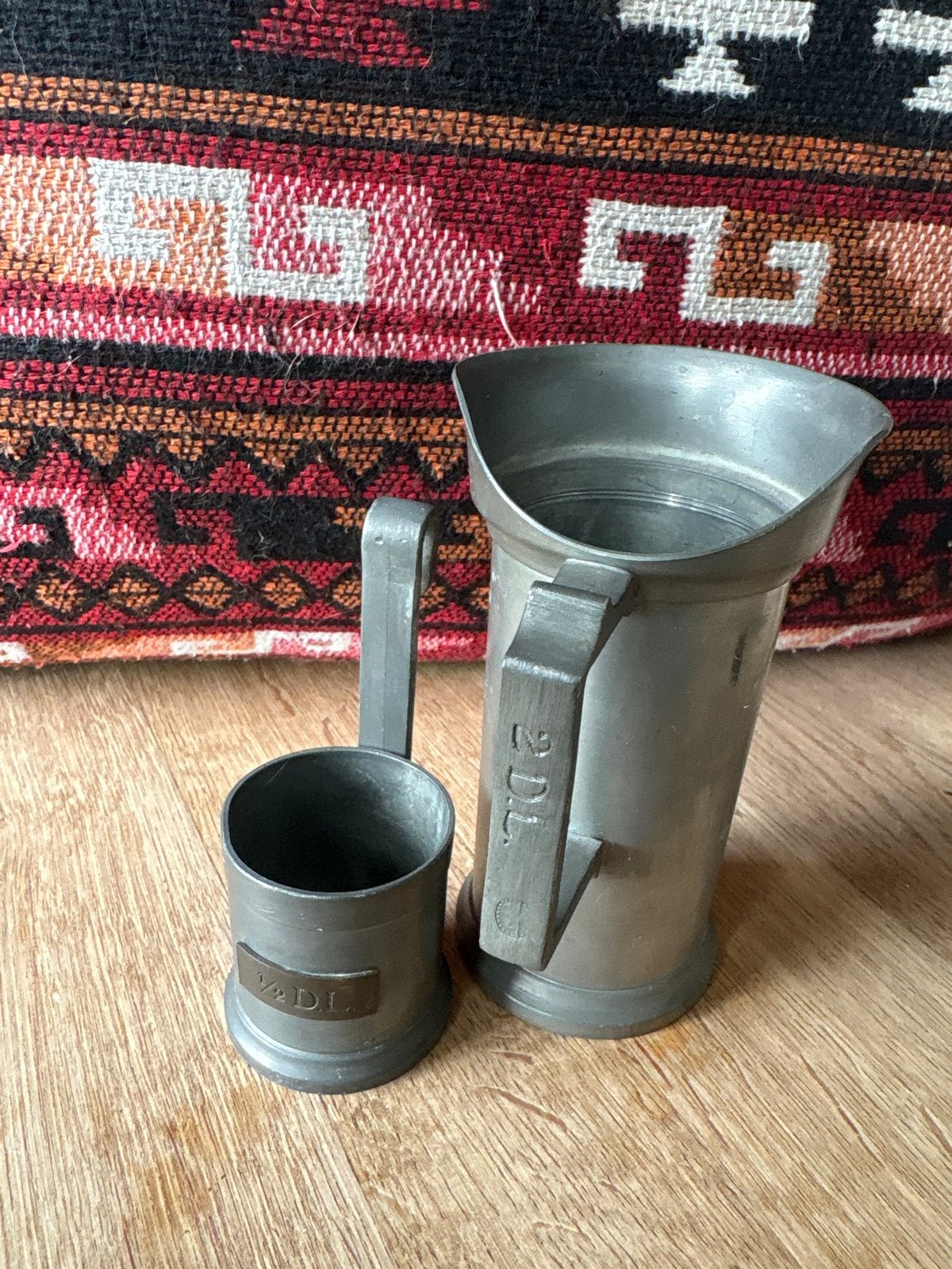 Antieke tinnen maatbekers - 2DL en 0.5DL, Ophalen of Verzenden