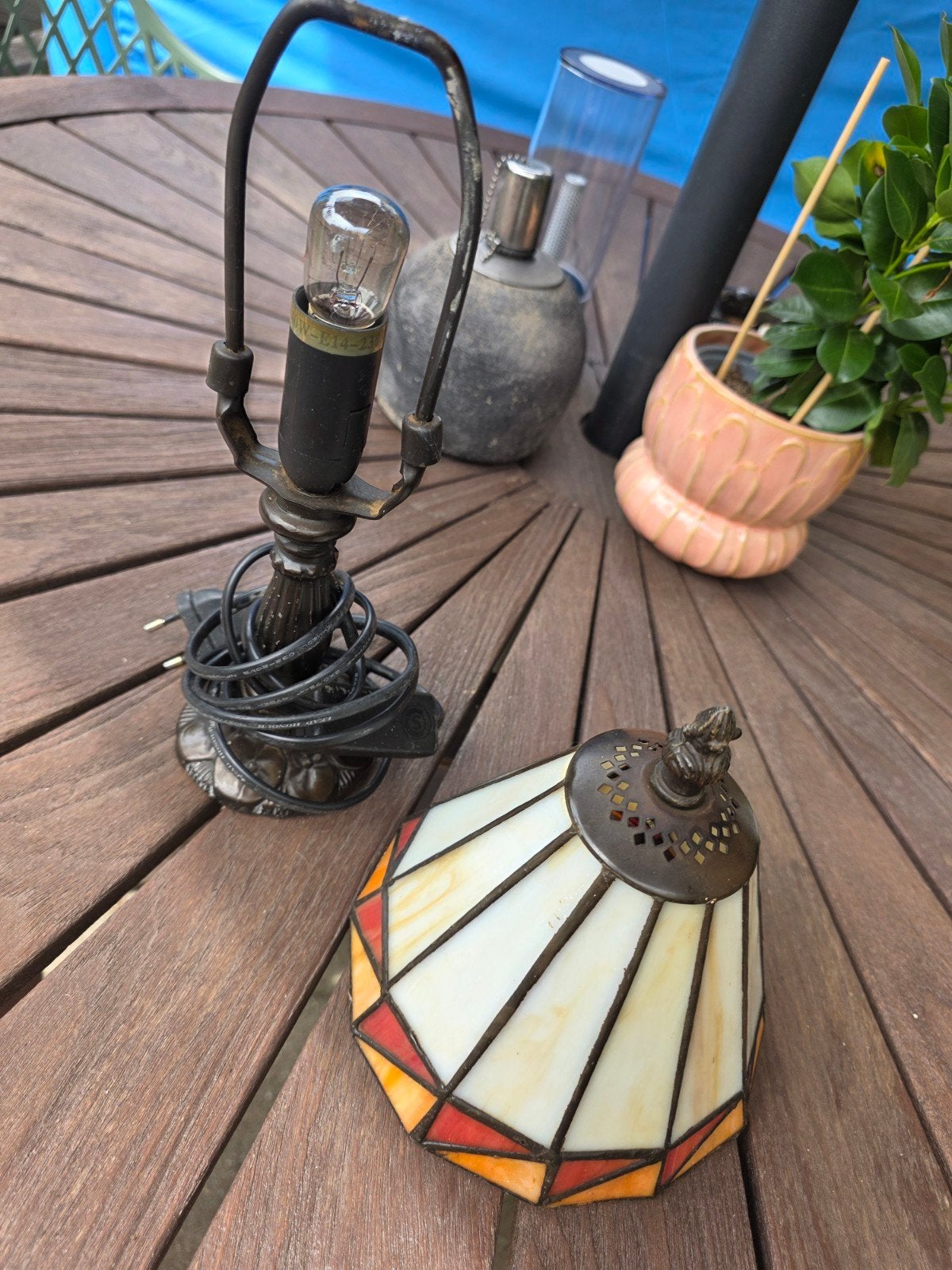 Glas in lood lampje - soldeerwerk nodig, Met schakelaar, Overige merken, Gebruikt, Meerkleurig
